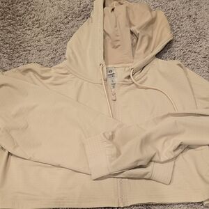 Beige Hooded Zip-Up Jacket NWT large